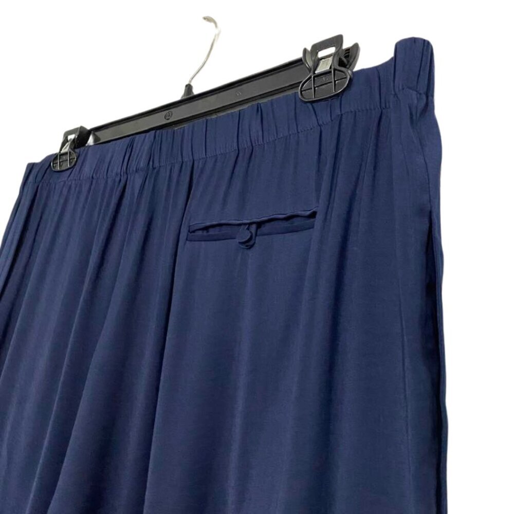 Chico's Navy Blue Super Comfortable Elastic Waist Wide Leg Pants With Pockets - Picture 5 of 10